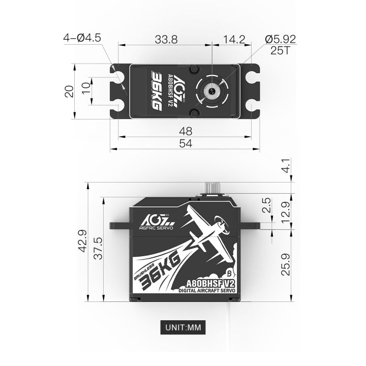 SERVO DIGITAL PROGAMABLE AGFRC A80BHSF V2  36 kg - Imagen 2
